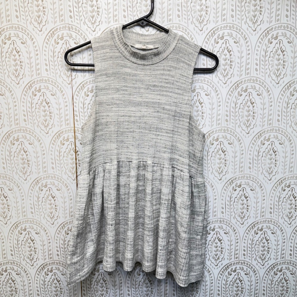 Maurices Peplum Tank Top Womens Medium Grey Space Dye Mock Neck Ribbed